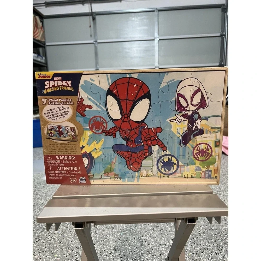 New Sealed Disney Jr Marvel Spidey And Amazing Friends 7 Wood Puzzle Set